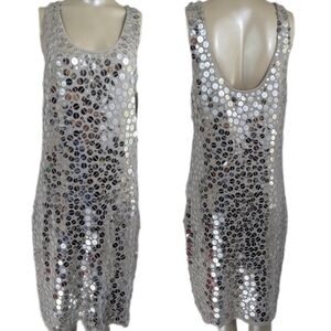 NWT Sequin Sleeveless Silver Dress by Worthington Medium